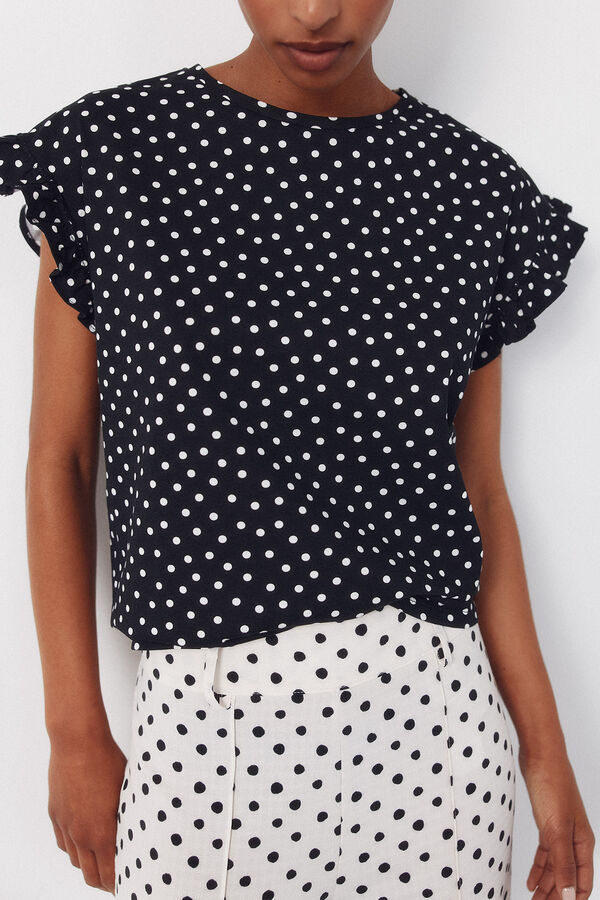 Cortefiel Playera b&aacute;sica con volante Estampado gris