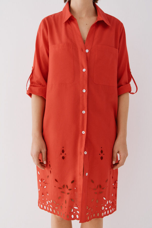 Cortefiel Caft&aacute;n camisero largo Rojo