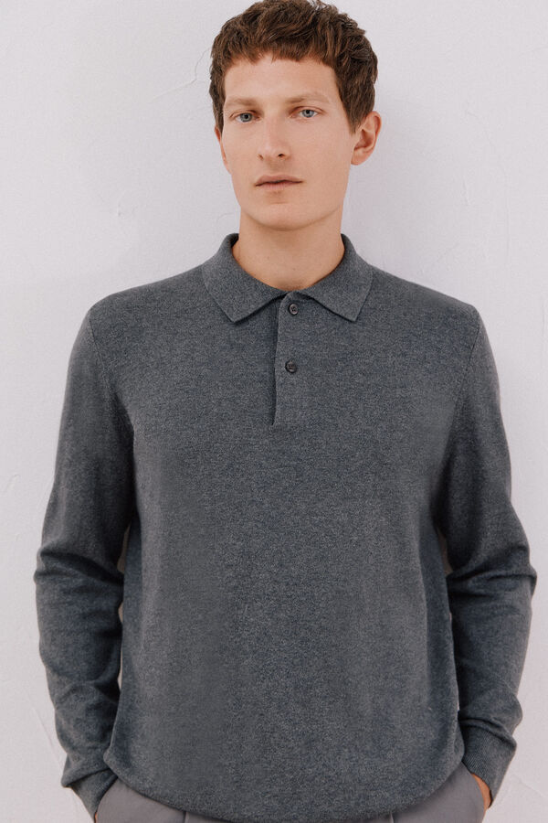 Cortefiel Su&eacute;ter algod&oacute;n cashmere cuello redondo ajustado Gris