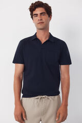 Cortefiel Polo liso slub Azul marino