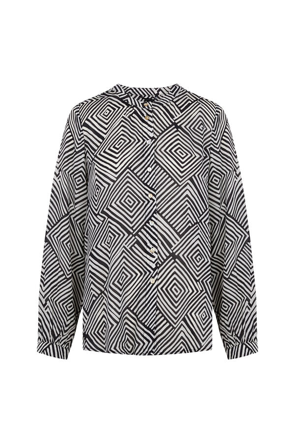 Cortefiel Blusa de cuello redondo Estampado blanco