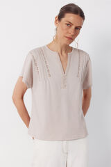 Cortefiel Playera de quillas Beige