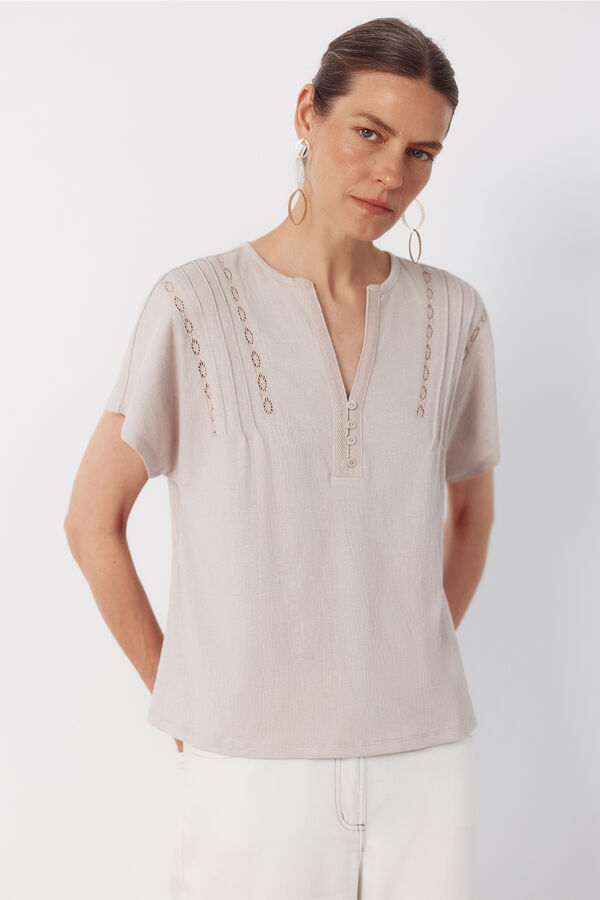 Cortefiel Playera de quillas Beige