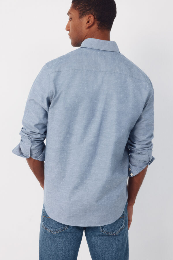 Cortefiel Camisa lisa oxford slub Azul oscuro