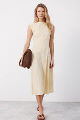 Cortefiel Vestido con contrastes Amarillo