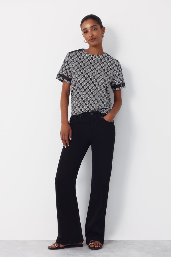 Cortefiel Playera con detalle de vainicas Estampado gris