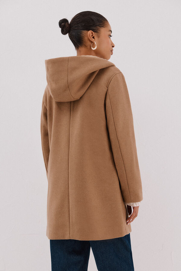 Cortefiel Abrigo de pa&ntilde;o con capucha Beige