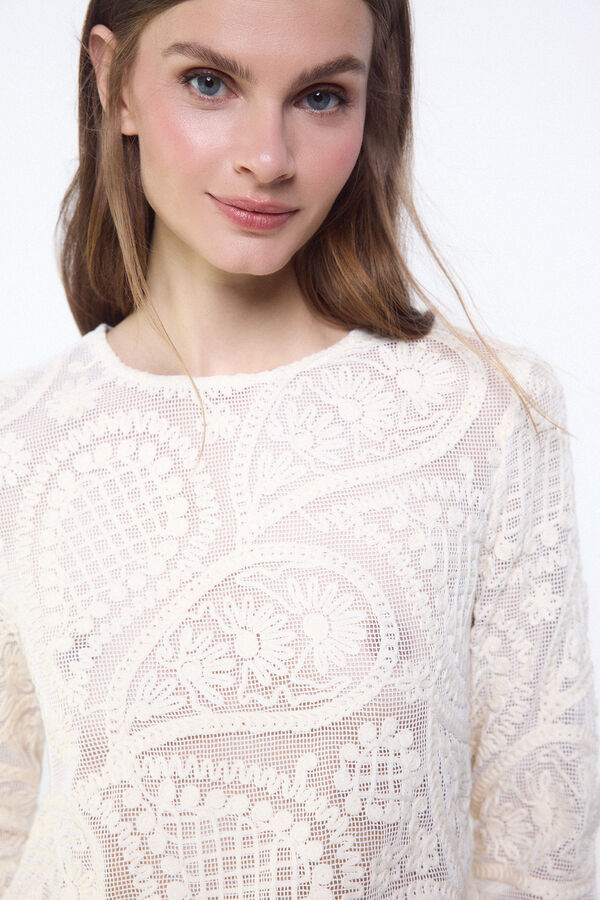 Slowlove Top de crochet floral Blanco