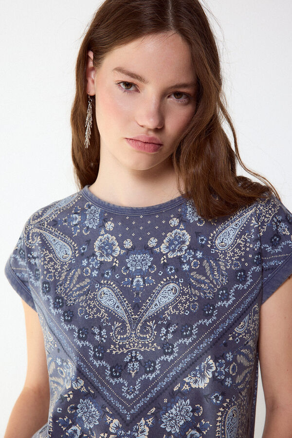 Slowlove Playera estampado bandana Azul marino