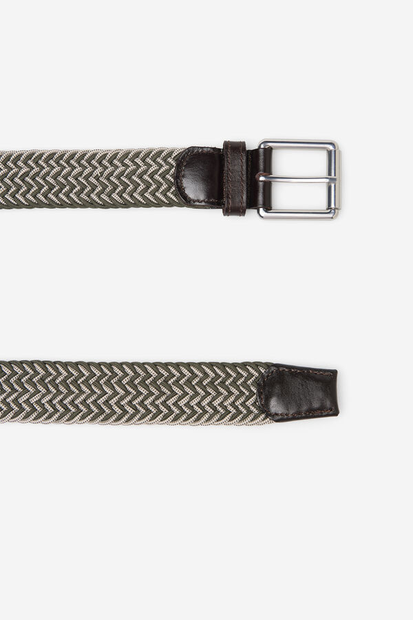 Cortefiel Cintur&oacute;n trenzado el&aacute;stico Kaki