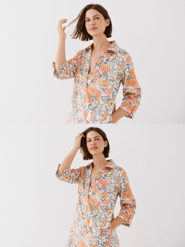 Cortefiel Caft&aacute;n t&uacute;nica estampado Multicolor