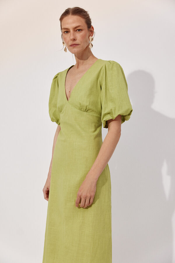 Cortefiel Vestido estampado floral Verde