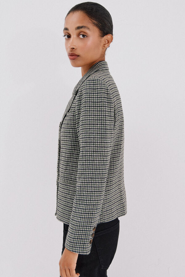 Cortefiel Blazer corta Estampado verde