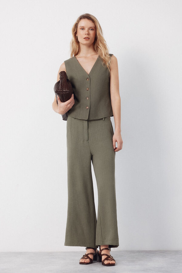 Cortefiel Chaleco de punto con estructura Kaki