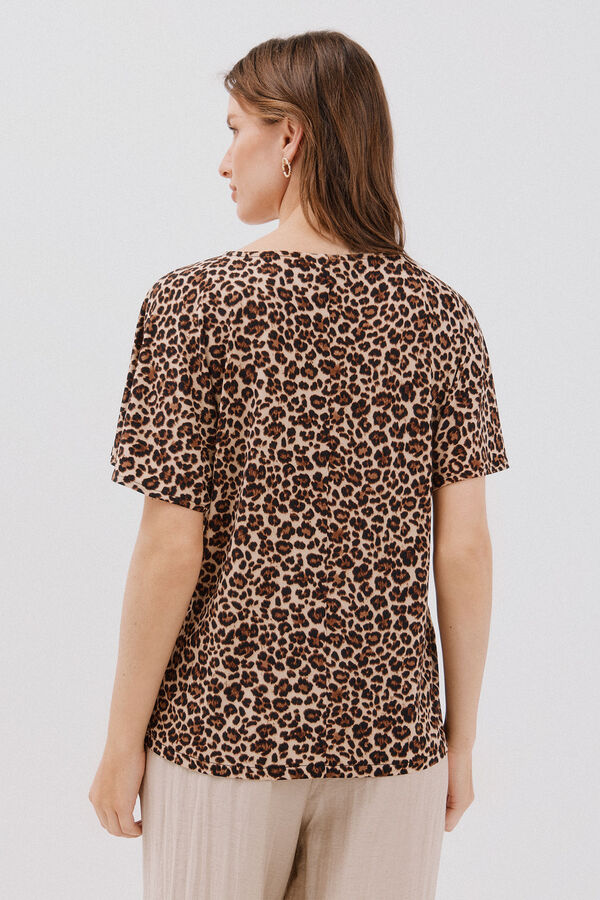 Cortefiel Playera b&aacute;sica fluida Estampado marr&oacute;n