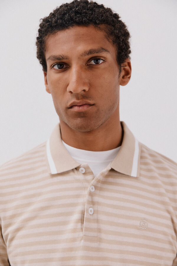 Cortefiel Polo rayas oxford Beige