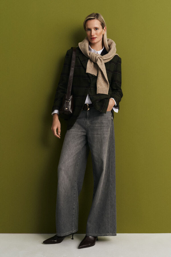 Cortefiel Jeans long palazzo  Gris oscuro