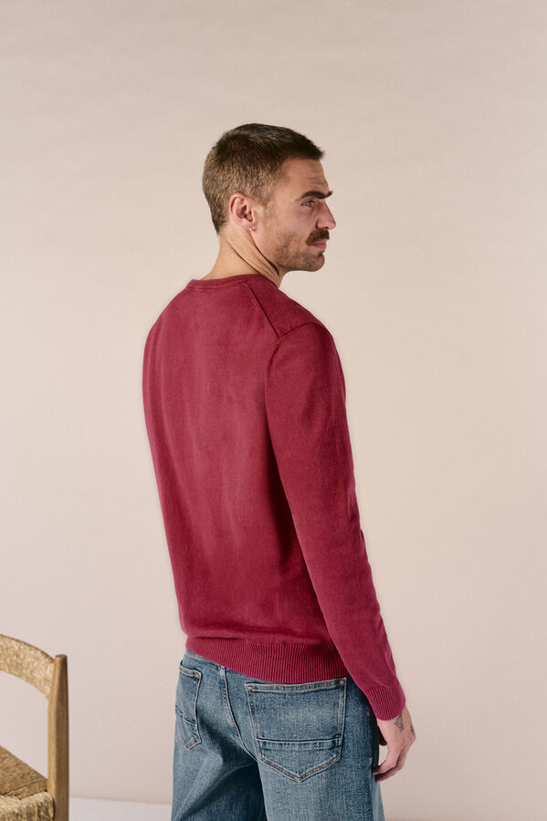 OOTO Jersey cuello redondo algod&oacute;n lavado Granate