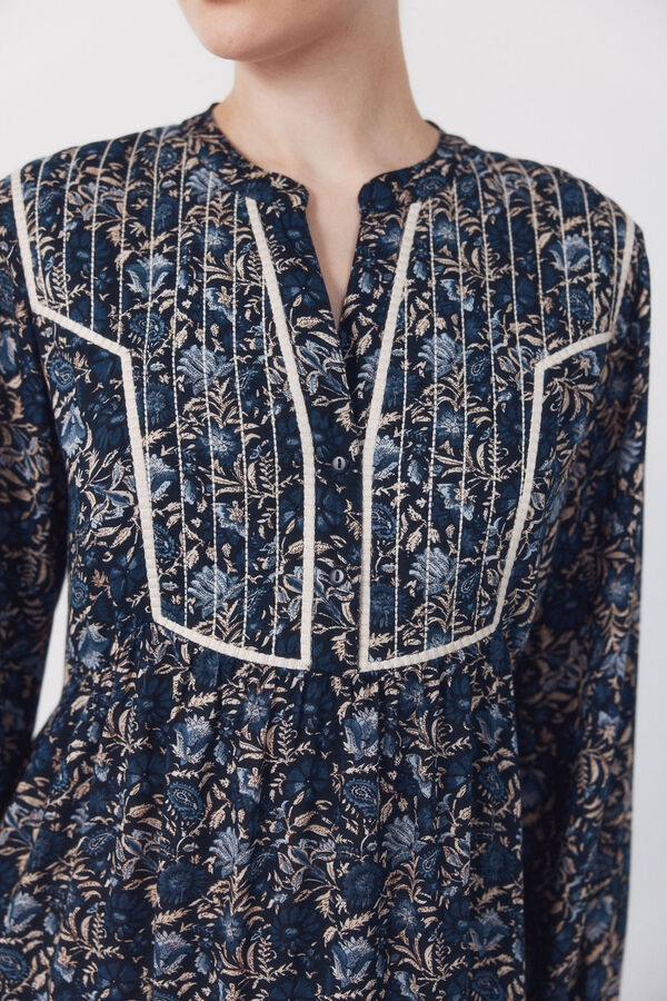 Cortefiel Vestido fluido estampado Estampado azul