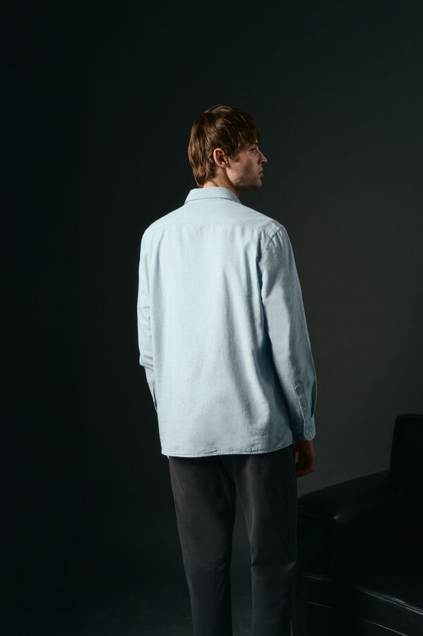 OOTO Polera de algod&oacute;n con lino Azul