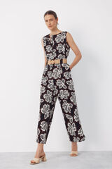 Cortefiel Jumpsuit con cintur&oacute;n Estampado marr&oacute;n