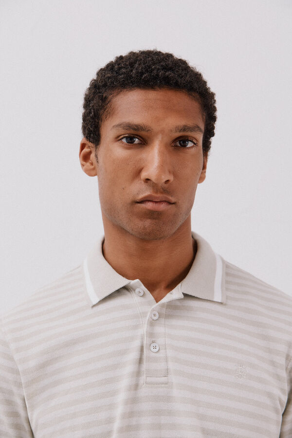Cortefiel Polo rayas oxford Beige