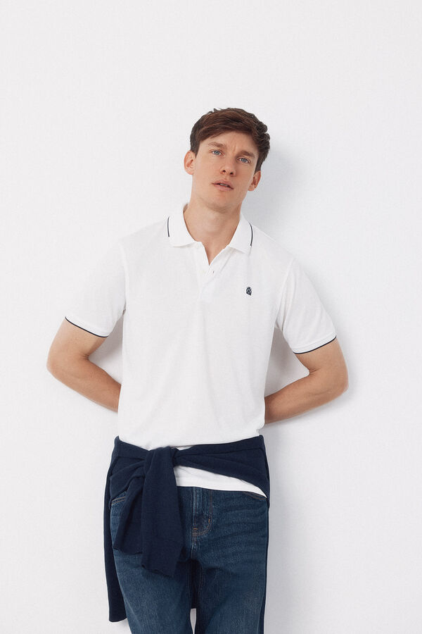 Cortefiel Polo COOLMAX&reg; cuello jacquard Blanco