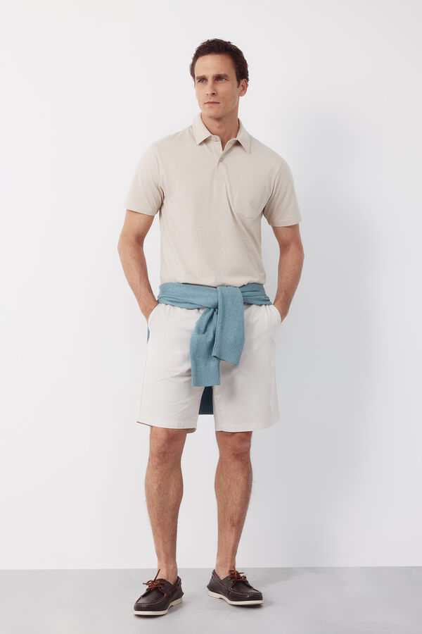 Cortefiel Polo rayas bolsillo Beige