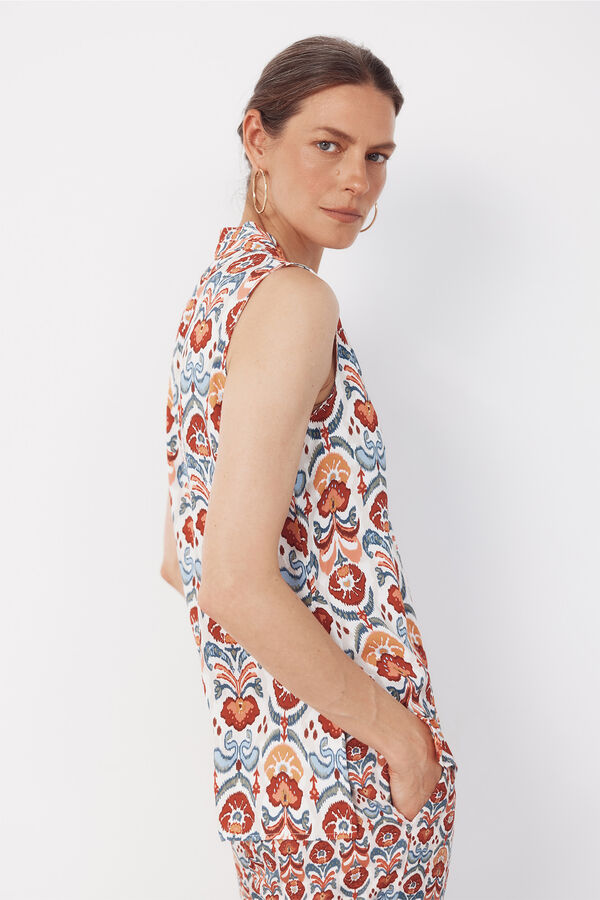 Cortefiel Blusa fluida con pliegues Estampado rojo