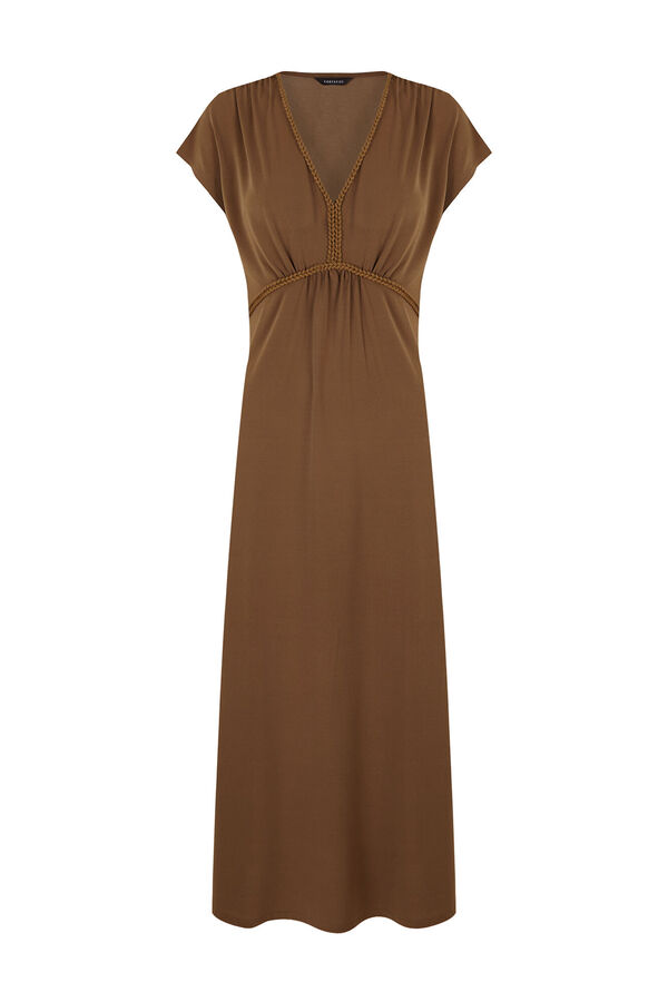 Cortefiel Vestido estampado de trenza Kaki