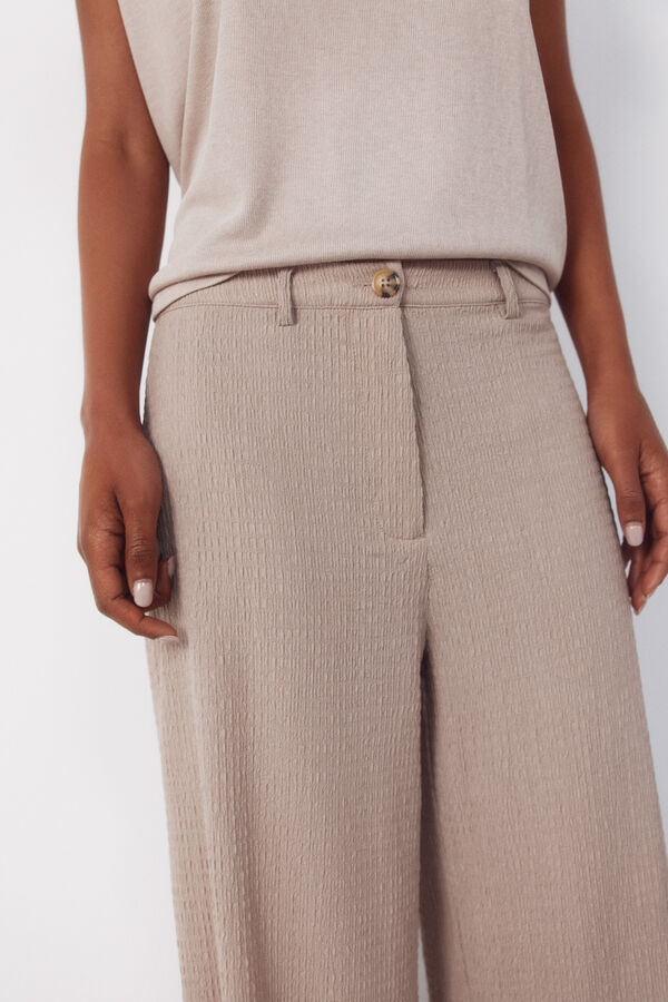 Cortefiel Pantal&oacute;n fluido con textura Beige
