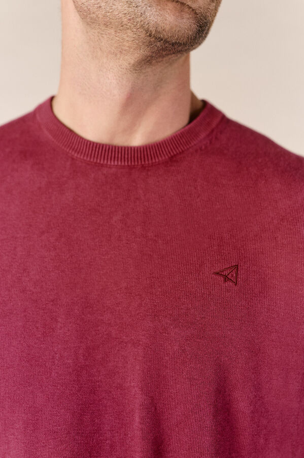 OOTO Jersey cuello redondo algod&oacute;n lavado Granate