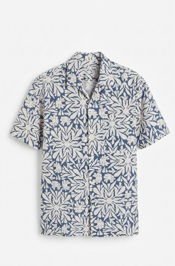 Cortefiel Camisa estampada manga corta Azul