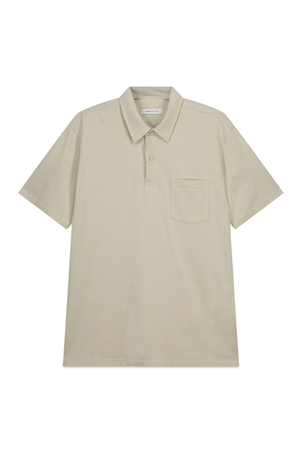 Cortefiel Polo rayas bolsillo Beige