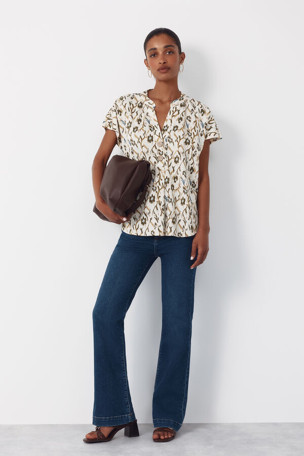 Cortefiel Blusa c&oacute;moda Estampado verde