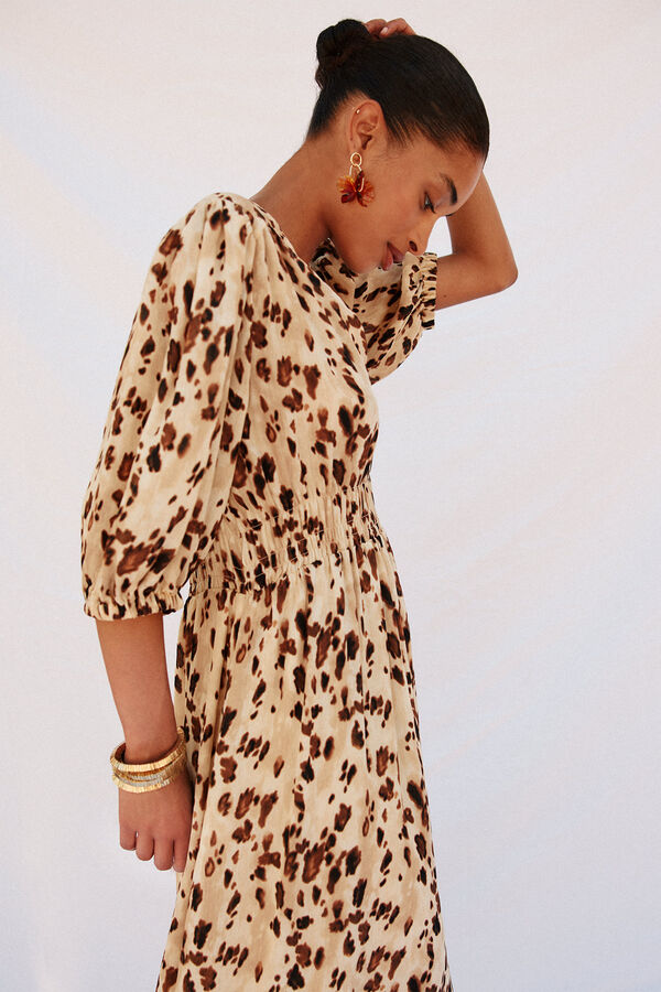 Cortefiel Vestido largo estampado ajustado Multicolor