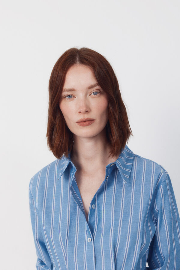 Cortefiel Camisa de rayas entallada Estampado azul