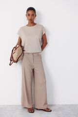 Cortefiel Pantal&oacute;n fluido con textura Beige