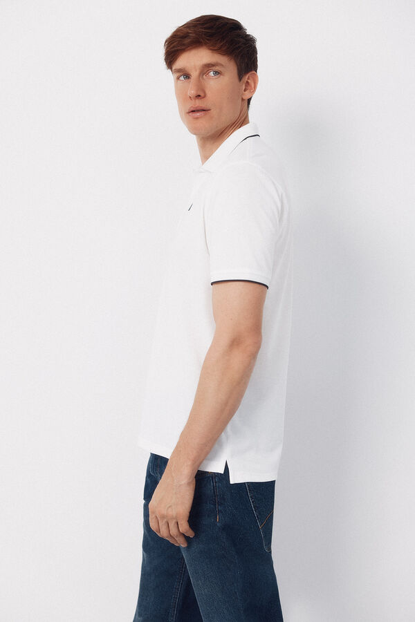 Cortefiel Polo COOLMAX&reg; cuello jacquard Blanco