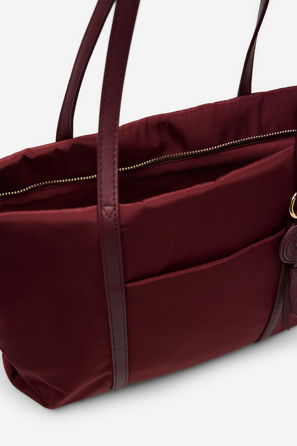 Cortefiel Bolsa shopper de nylon con logo gris Granate
