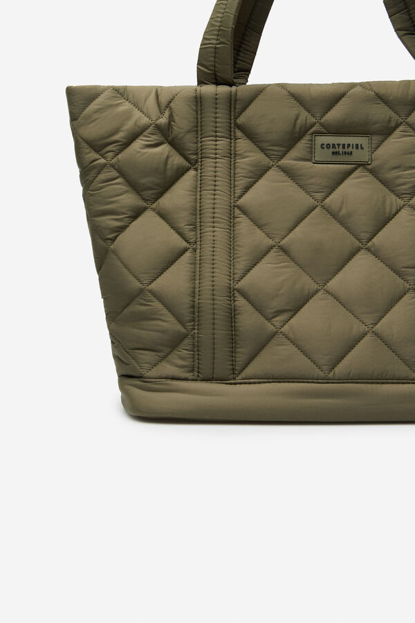 Cortefiel Bolsa shopper de nylon con logo gris Kaki