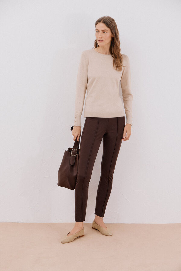 Cortefiel Legging de mujer de tejido Marr&oacute;n