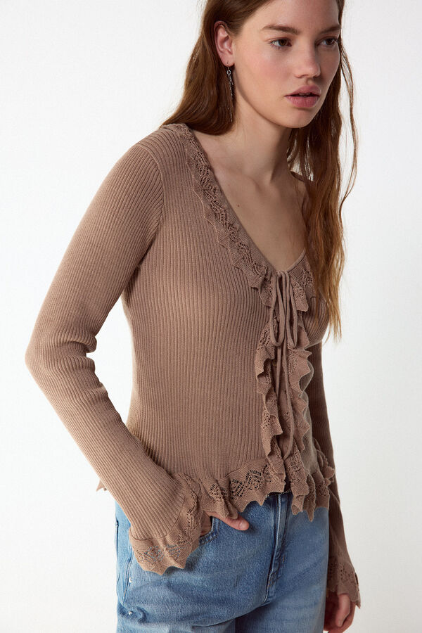 Slowlove Su&eacute;ter de punto con efecto degradado Marr&oacute;n