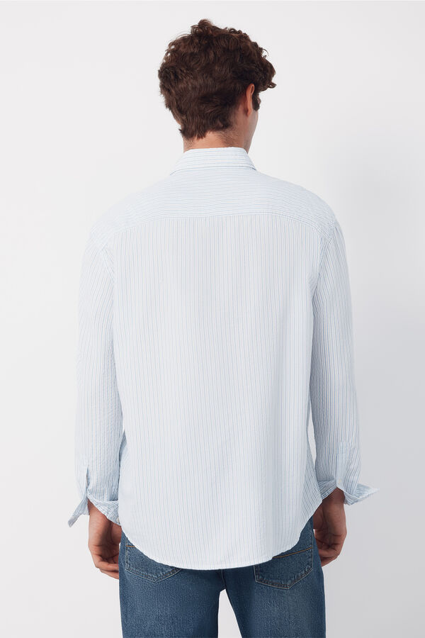 Cortefiel Camisa seersucker rayas Azul
