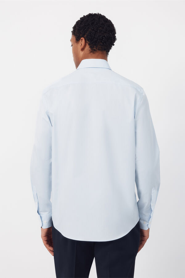 Cortefiel Camisa vestir lisa f&aacute;cil plancha Azul