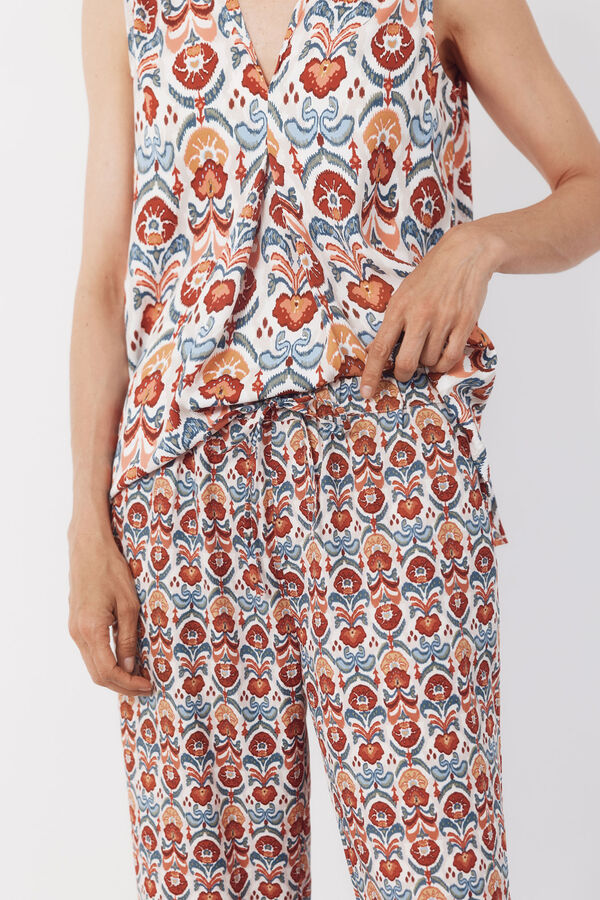 Cortefiel Pantal&oacute;n fluido estampado Multicolor