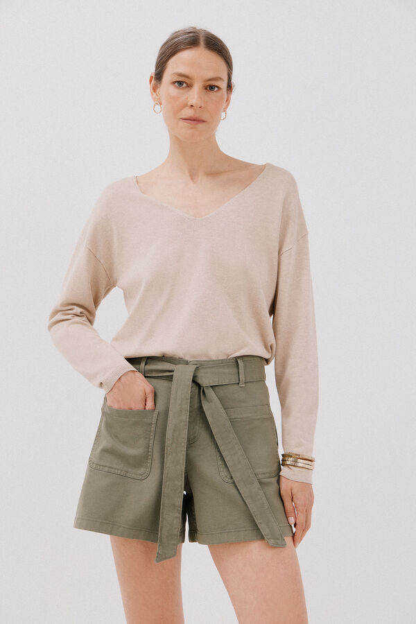 Cortefiel Short denim lazo  Kaki