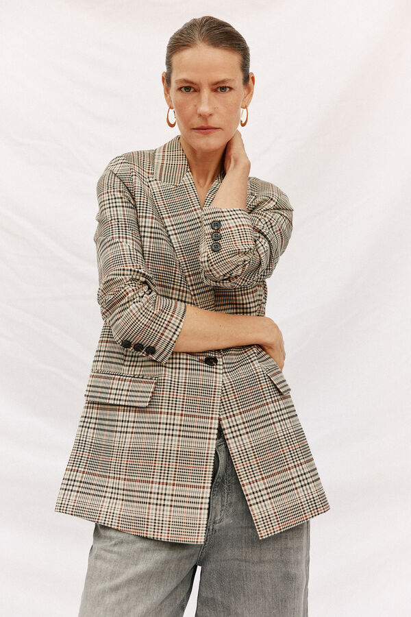 Cortefiel Blazer mujer de tejido a cuadros Multicolor