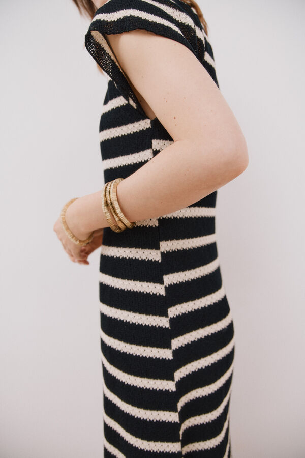 Cortefiel Vestido de rayas Estampado blanco