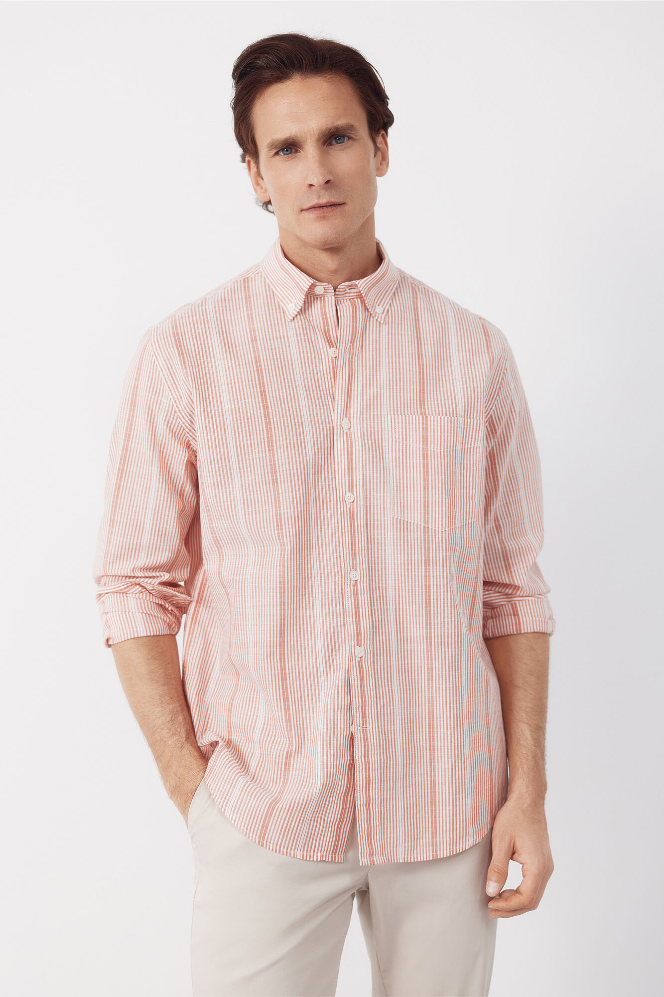 Cortefiel Camisa rayas algod&oacute;n slub